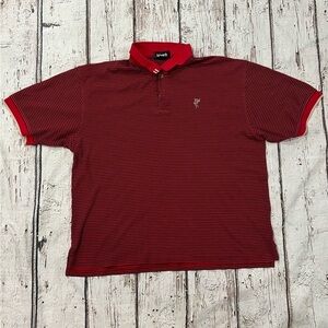 Ashworth Striped Red Tennis Shirt Golf Men's Short Sleeve Country Club Large